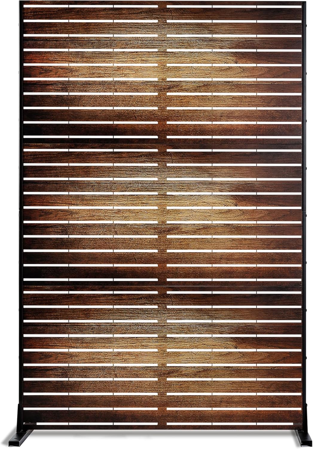 Metal Privacy Screen Outdoor 72" H×47" W,Freestanding Decorative Privacy Screen for Balcony Yard&Garden,Privacy Fence-Black&Louvered
