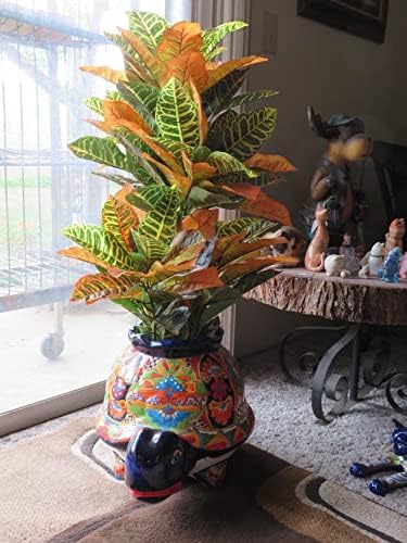 One 3 Foot Indoor Outdoor Artificial Croton Palm Tree Bush UV Rated Potted Plant