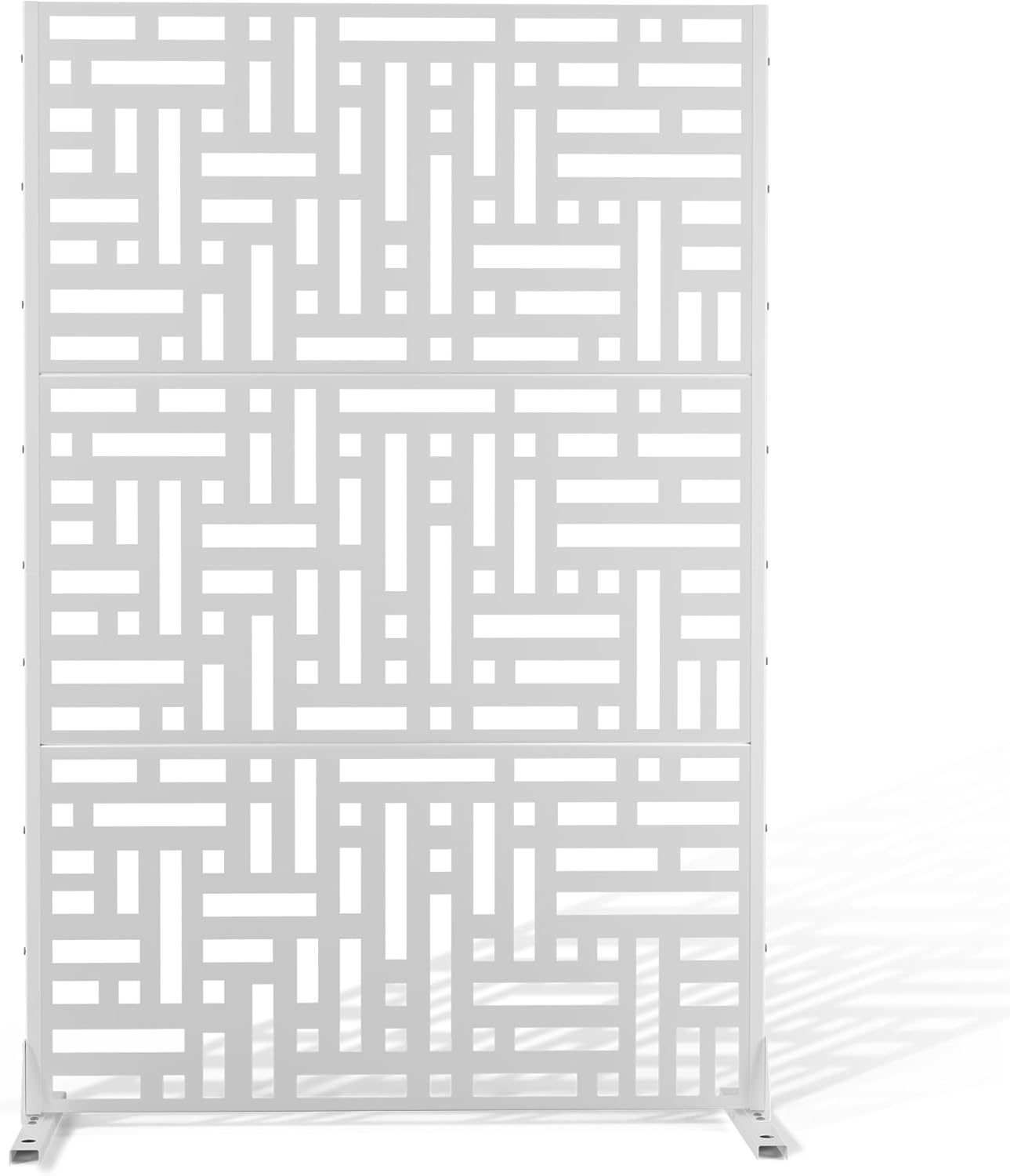 Metal Privacy Screen Outdoor 72" H×47" W,Freestanding Decorative Privacy Screen for Balcony Yard&Garden,Privacy Fence-Black&Louvered