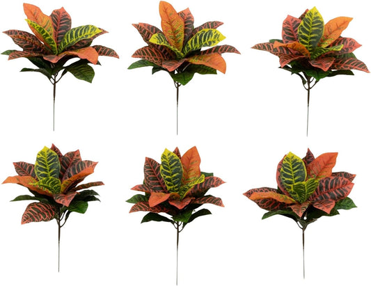 Nearly Natural 17” Garden Croton Artificial (Real Touch) (Set of 6) Silk Plants, Multi