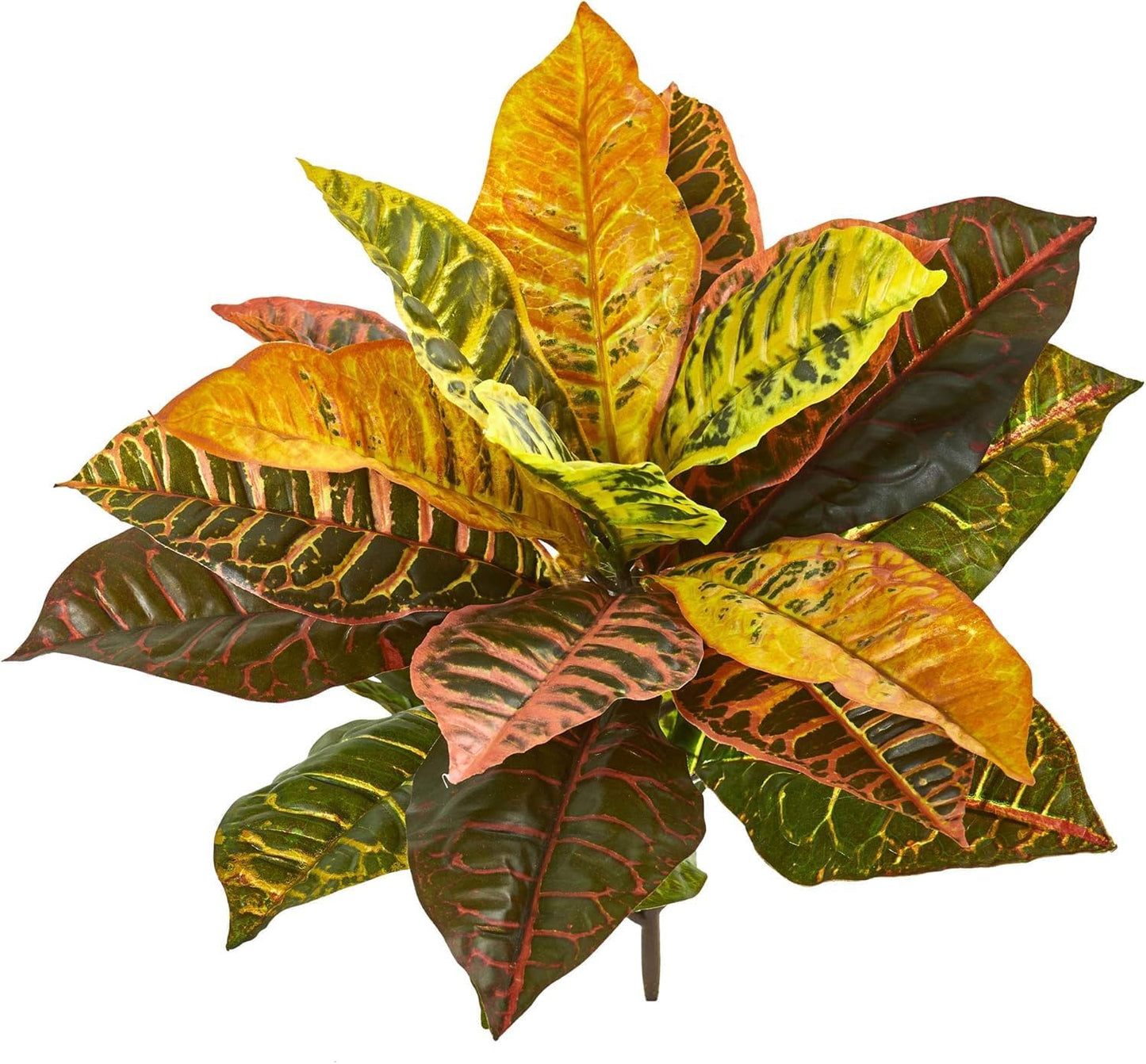 Nearly Natural 21” Garden Croton Artificial (Real Touch) (Set of 4) Silk Plants, Mixed