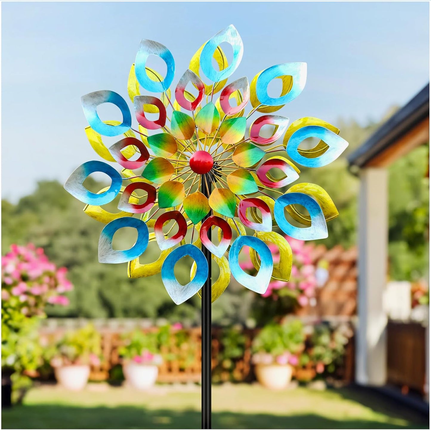 Large Wind Spinners Outdoor, Kinetic Metal Wind Spinners for Yard and Garden, Gift for Family or Friends(30'' H x 87'' H)