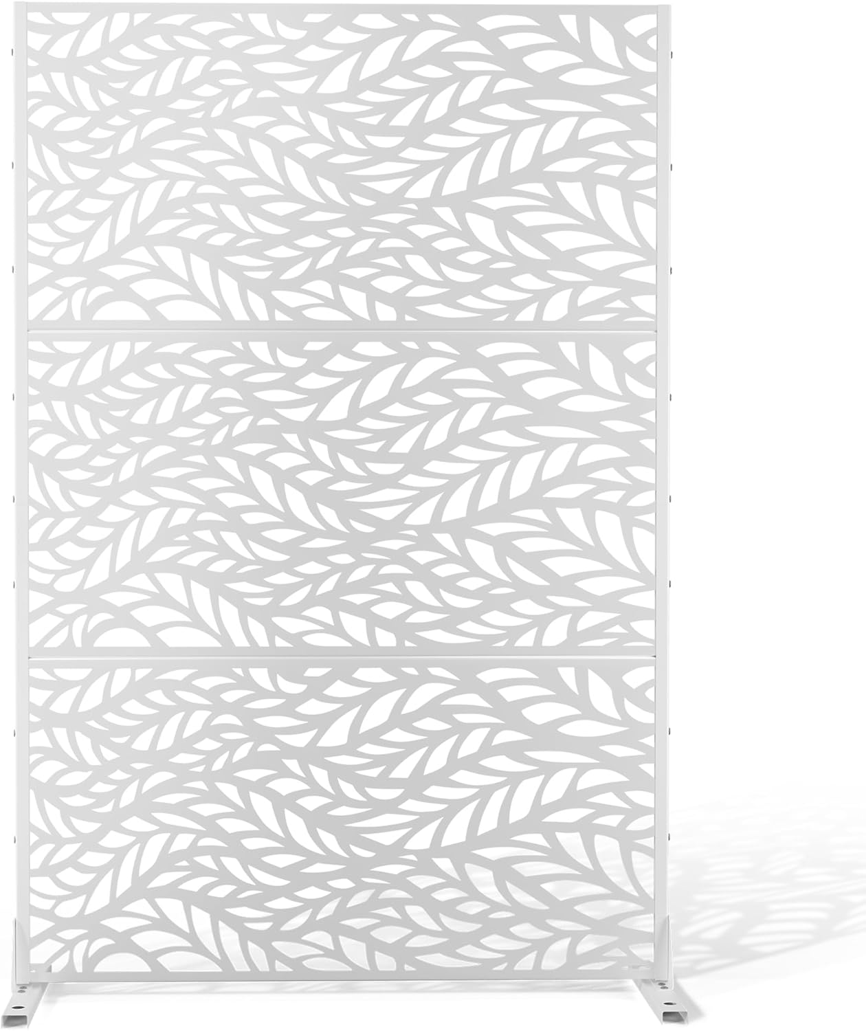 Metal Privacy Screen Outdoor 72" H×47" W,Freestanding Decorative Privacy Screen for Balcony Yard&Garden,Privacy Fence-Black&Louvered