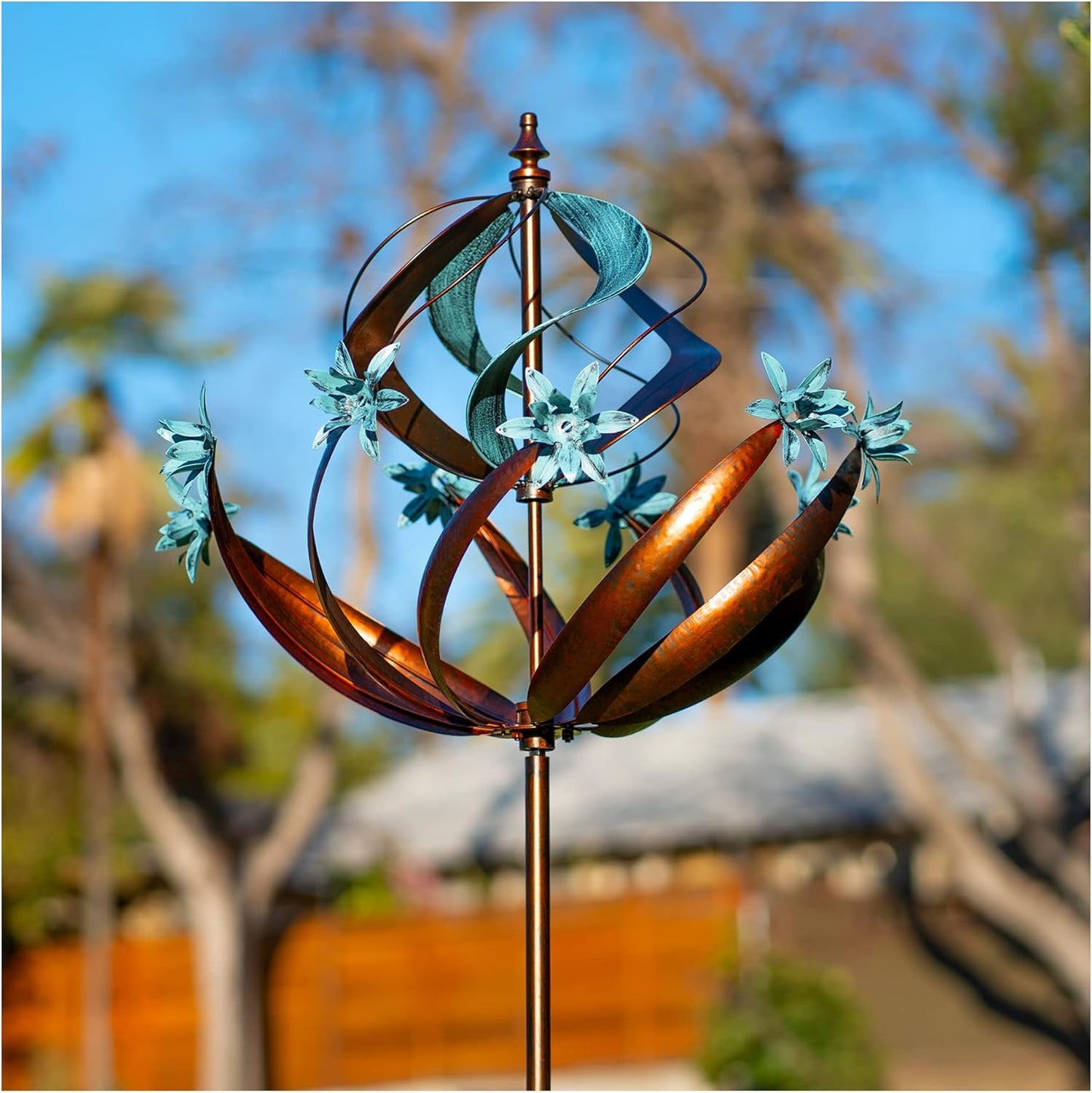 Yard Garden Wind Spinners - Large Outdoor Metal Wind Spinners with Stake, Yard Art Lawn Garden Decor (19" W x 87" H)