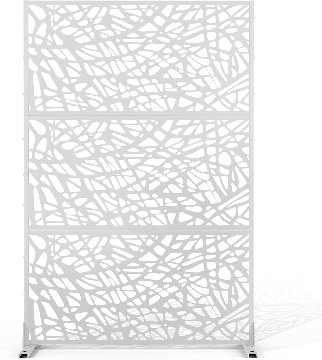 Metal Privacy Screen Outdoor 72" H×47" W,Freestanding Decorative Privacy Screen for Balcony Yard&Garden,Privacy Fence-Black&Louvered