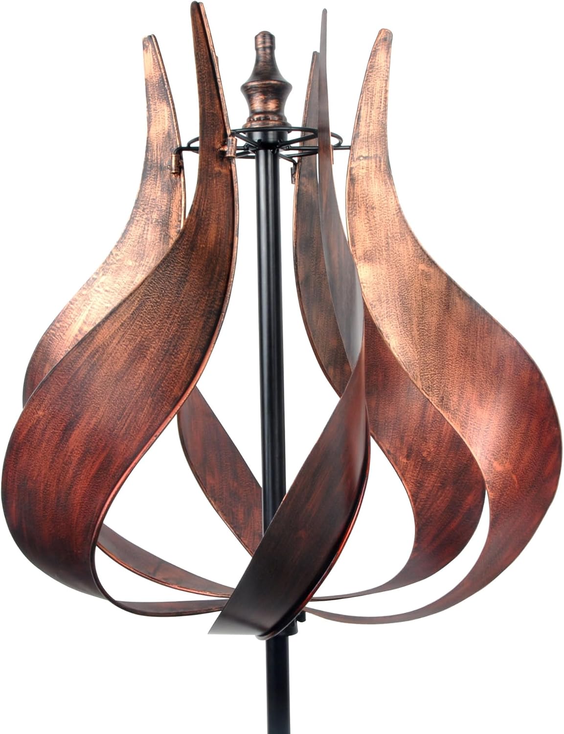 Teamson Home Tulip Kinetic Metal Weather Resistant 360 Degrees Swivel Windmill Wind Spinner for Outdoor Patio Garden Backyard Decking Décor, 70 inch Height, Copper