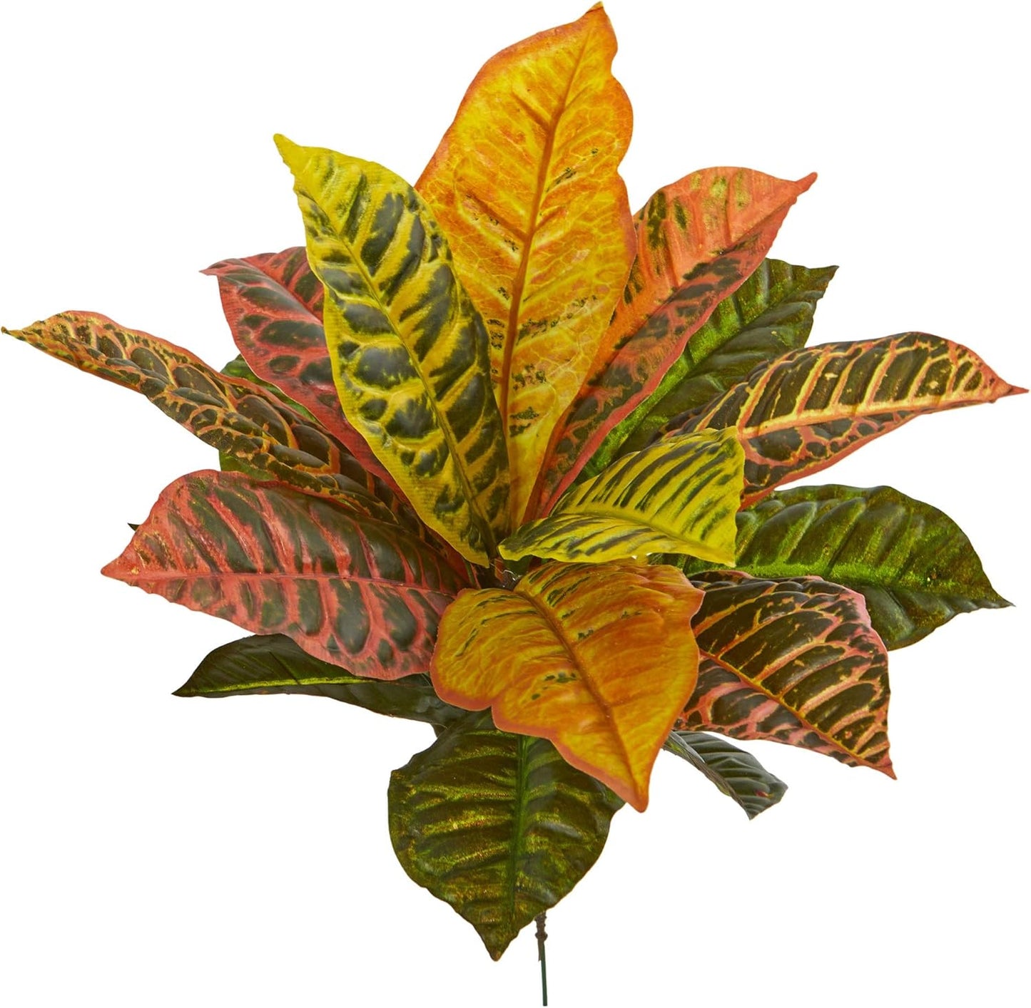 Nearly Natural 17” Garden Croton Artificial (Real Touch) (Set of 6) Silk Plants, Multi