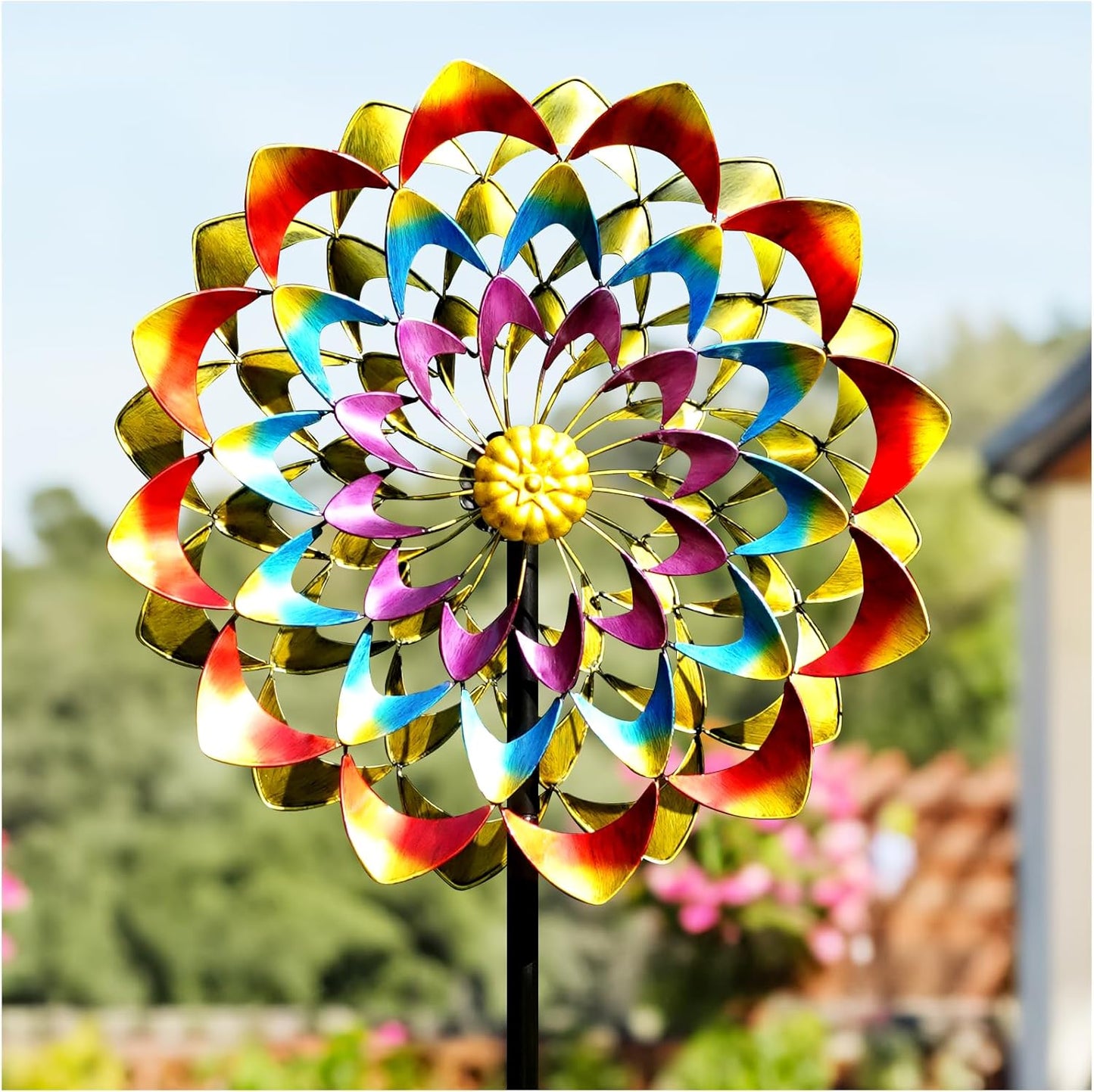 Large Wind Spinners Outdoor, Kinetic Metal Wind Spinners for Yard and Garden, Gift for Family or Friends(30'' H x 87'' H)