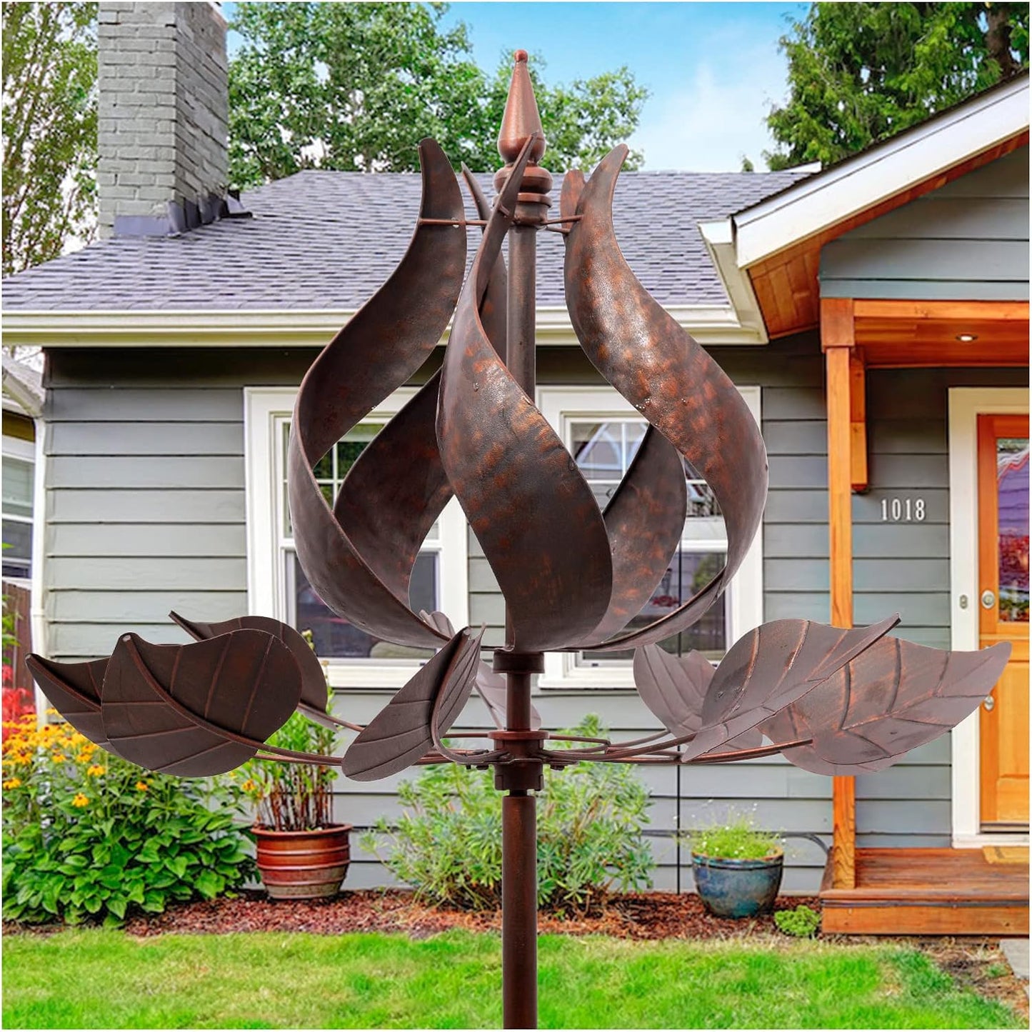 Yard Garden Wind Spinners - Large Outdoor Metal Wind Spinners with Stake, Yard Art Lawn Garden Decor (19" W x 87" H)