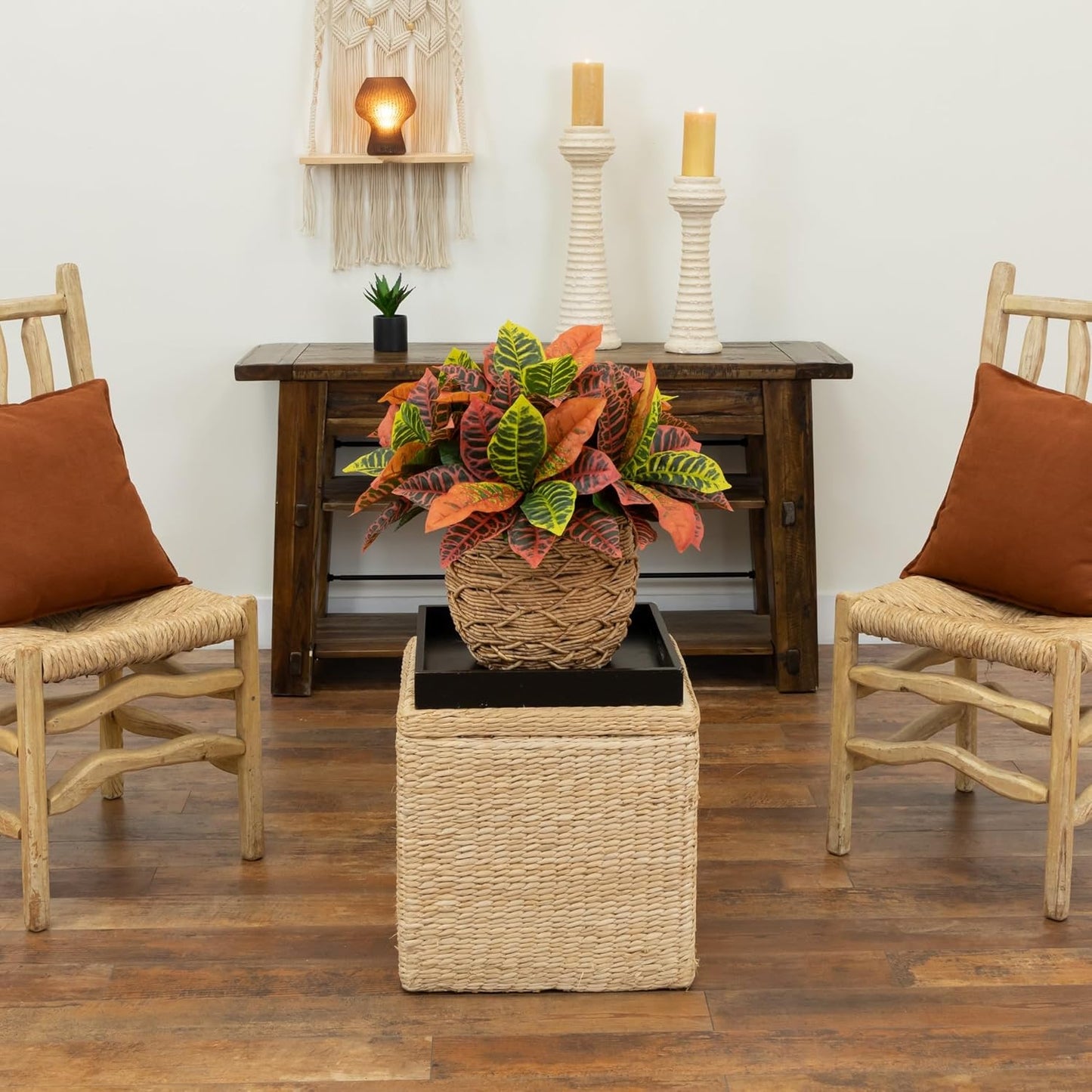 Nearly Natural 17” Garden Croton Artificial (Real Touch) (Set of 6) Silk Plants, Multi