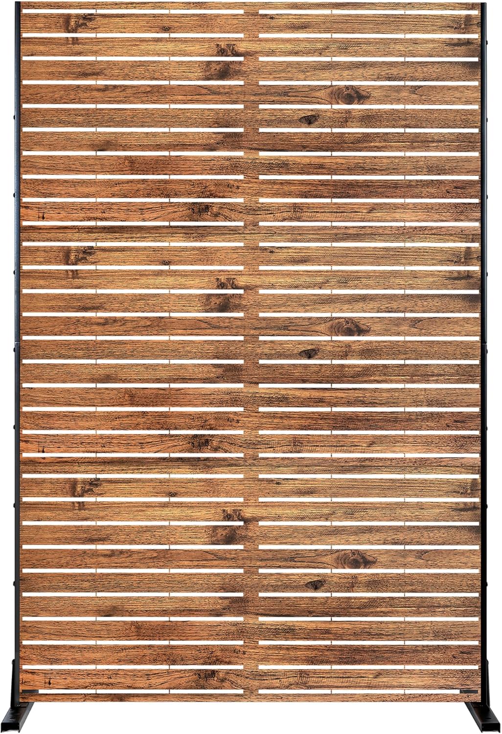 Metal Privacy Screen Outdoor 72" H×47" W,Freestanding Decorative Privacy Screen for Balcony Yard&Garden,Privacy Fence-Black&Louvered